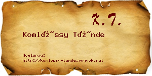 Komlóssy Tünde névjegykártya