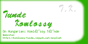 tunde komlossy business card